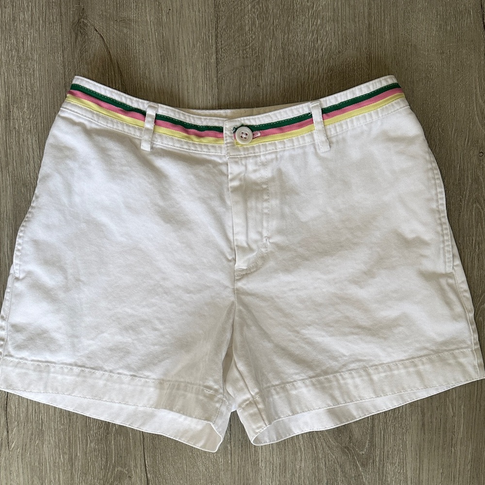 Vintage Retro Cut Gap White Shorts Colored Waistband Size 2 100% Cotton EUC